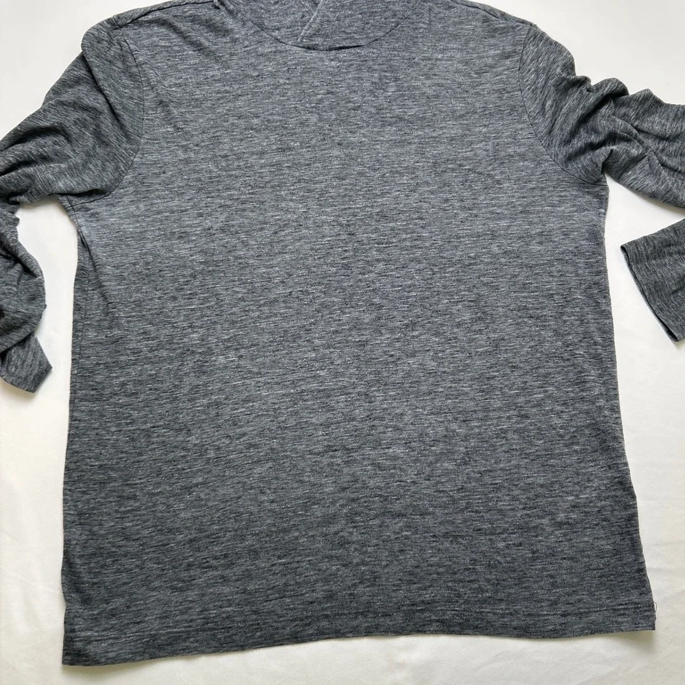 Banana Republic Mens Linen Blend Heathered Pullover Hoodie Size M Charcoal Grey